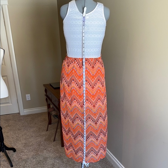 Ardene White and Orange Chevron Maxi Sundress Sleeveless - Picture 7 of 11